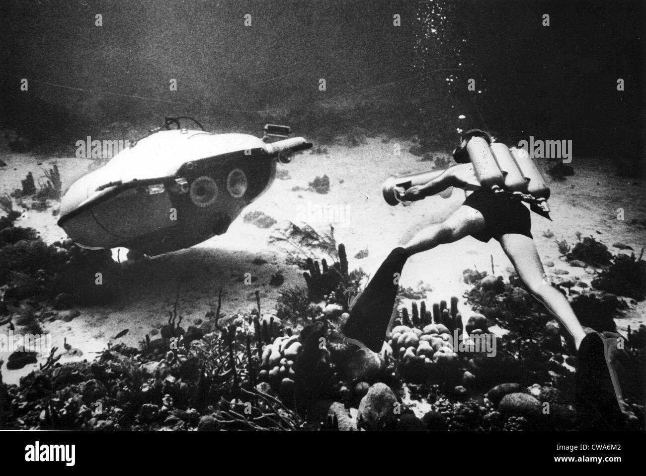 Soucoupe plongeante, et exploration underseas conçu et construit par le capitaine Jacques-Yves Cousteau, qui est capable de Banque D'Images