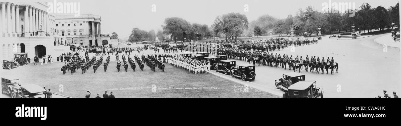 Le président Warren Harding (1865-1923), une vue panoramique de la cérémonie à la capitale américaine, Washington, D.C., Banque D'Images