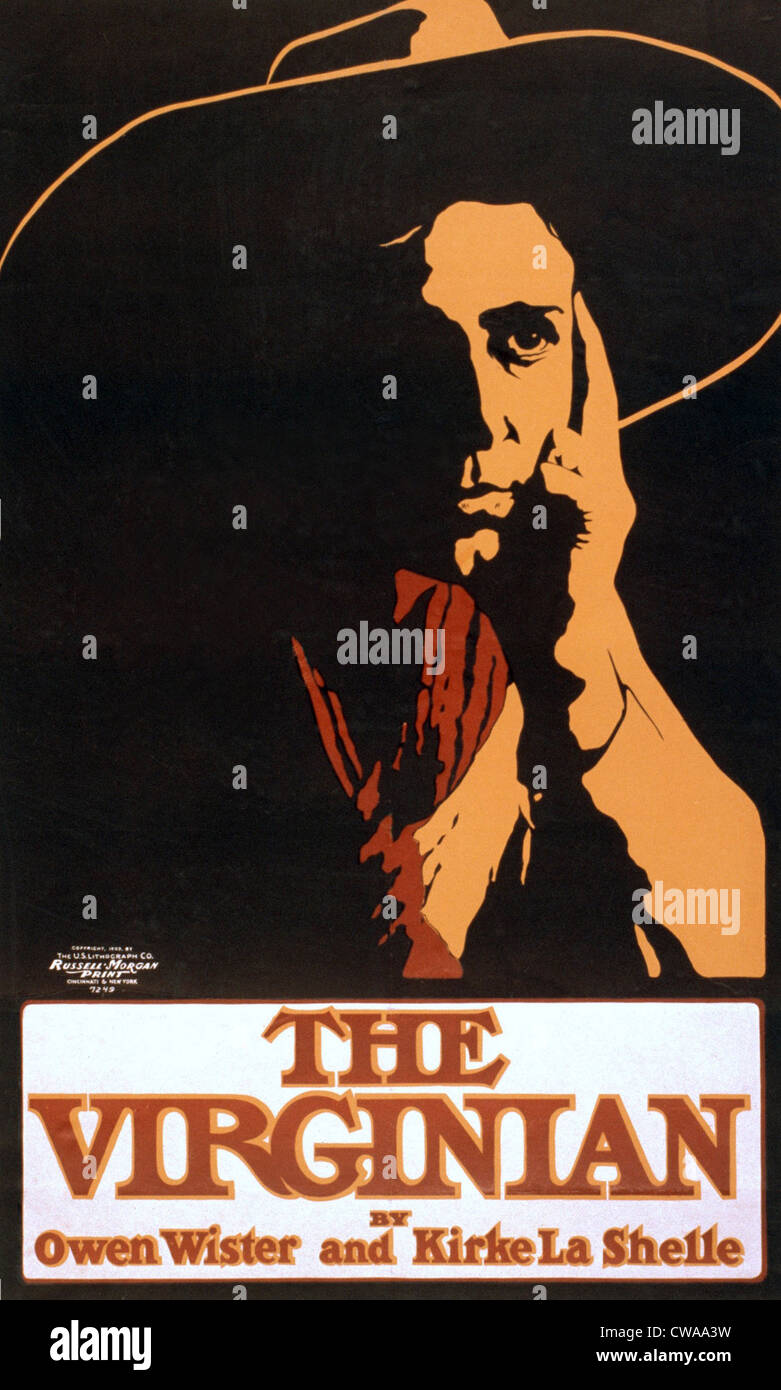 Affiche pour la production théâtrale de 1903 Owen Wister (1860-1938) Western roman 'Le Virginian' par la Kirke Shelle's Banque D'Images