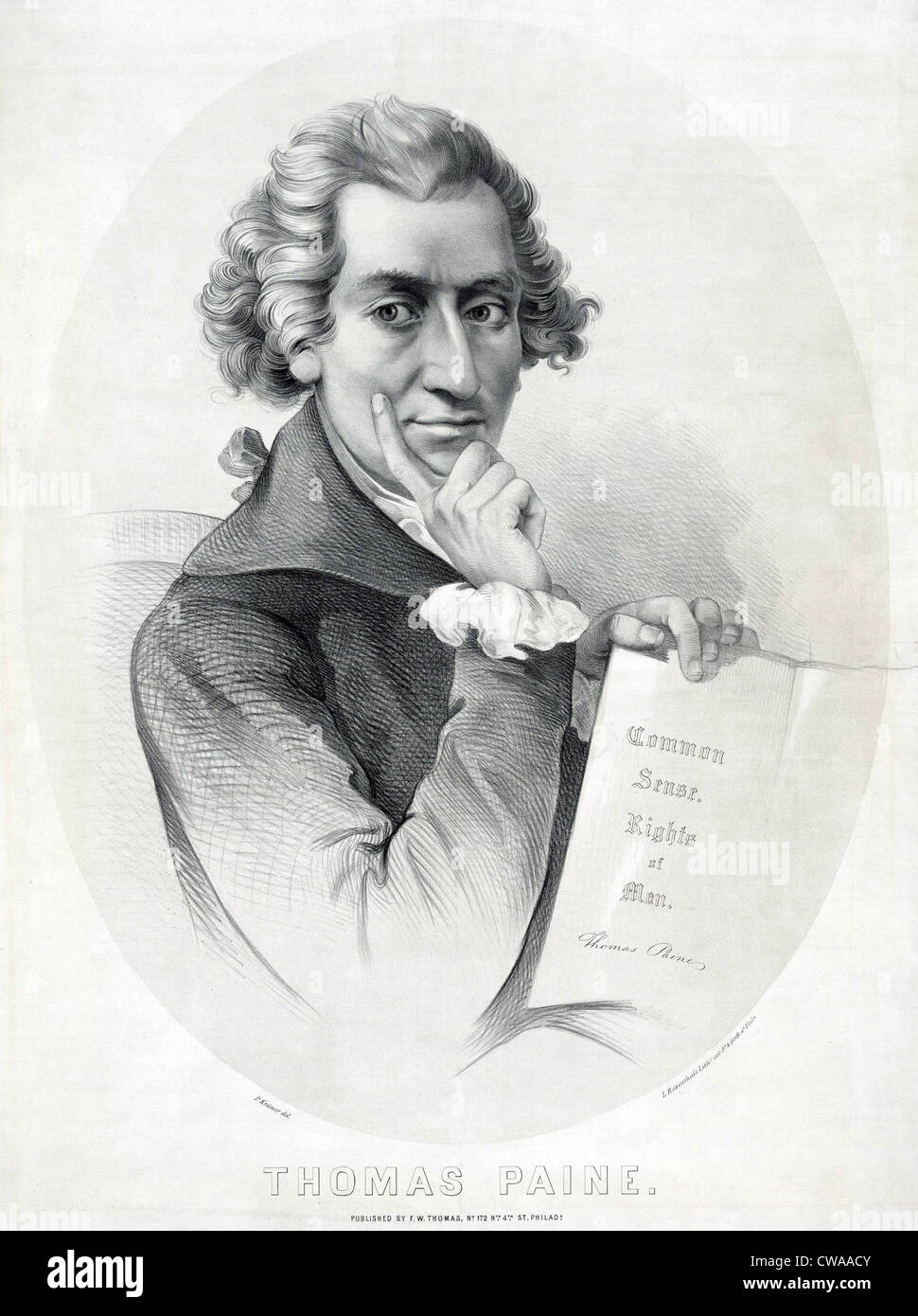 Thomas Paine (1737-1809) anglais qui préconisaient l'Indépendance américaine radicale dans sa brochure, "bon sens". Banque D'Images