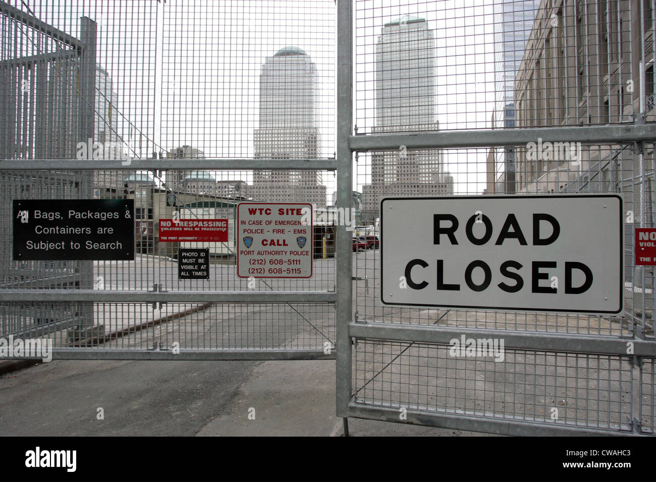 New York, bloqué la rue à Ground Zero Banque D'Images