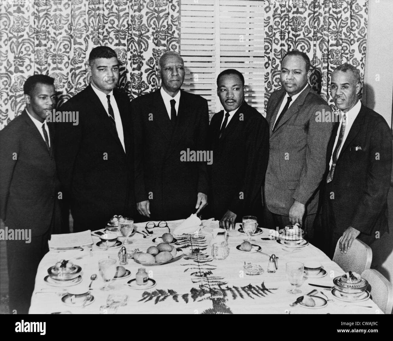 Les organisateurs de la Marche de 1963 sur la réunion de Washington à New York, 1963 : (de gauche à droite), John Lewis, Whitney Young, Jr., Martin Banque D'Images