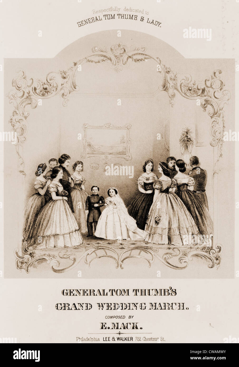 Général Tom Thumb's grand wedding march, partitions de musique populaire célébrant P.T. Barnum est minuscule. 1863. Banque D'Images