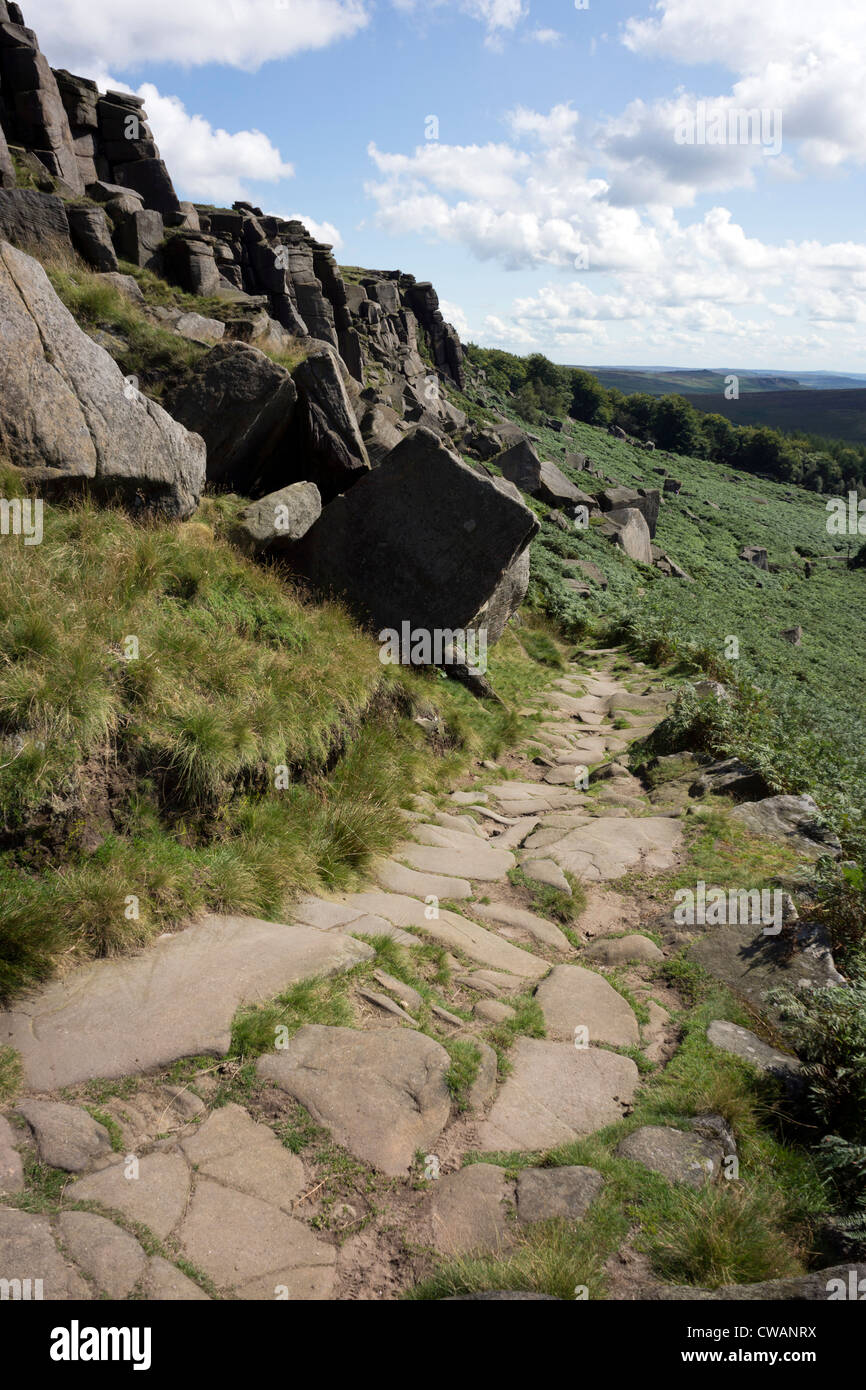 Stanage Edge, Peak District, Derbyshire, l'été Banque D'Images