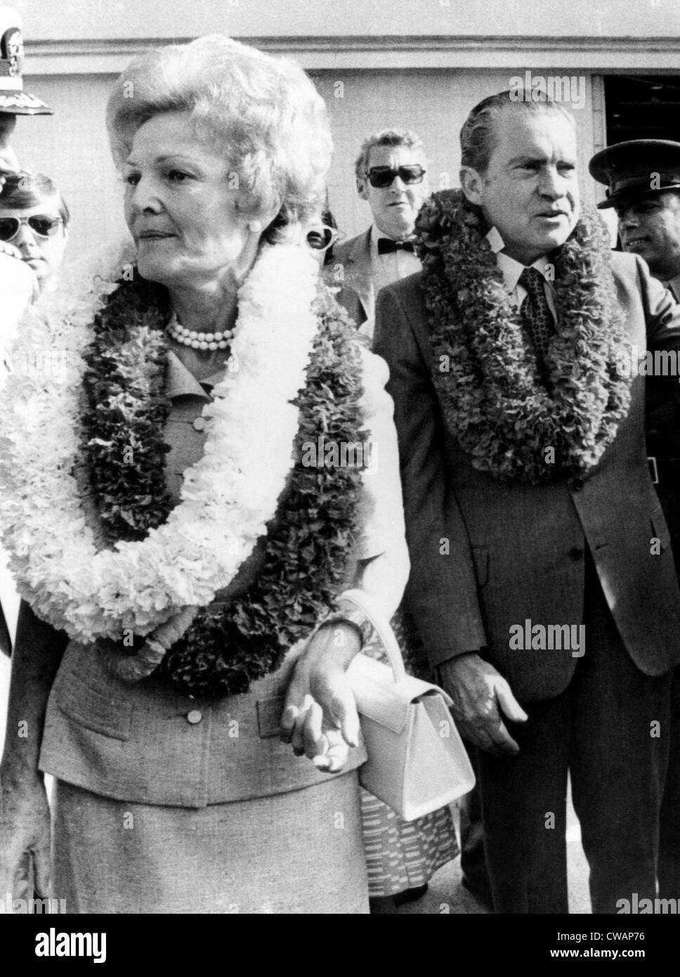La Première Dame Pat Nixon et le président américain Richard Nixon à Kaneohe, Hawaii, 1972.. Avec la permission de la CSU : Archives / Everett Collection Banque D'Images