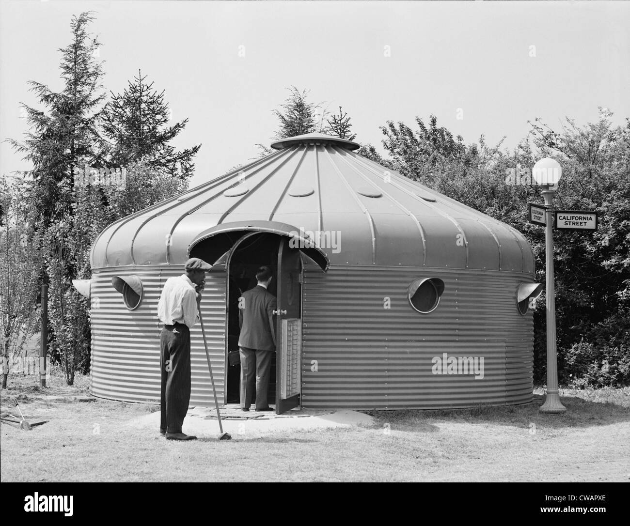 Dymaxion House, conçue par l'ingénieur futuriste Buckminster Fuller (1885-1983) en 1927, a été construit en usine, transportable par air, Banque D'Images