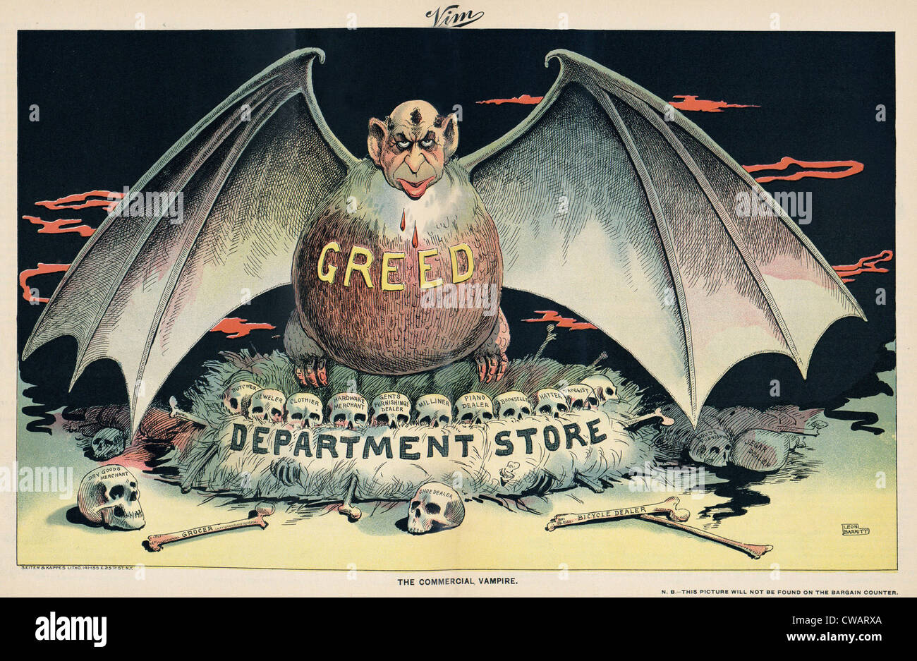 1898 caricature d'attaquer l'apparition de grands juifs à, parfois, les grands magasins dont l'ampleur et l'efficacité conduit Banque D'Images