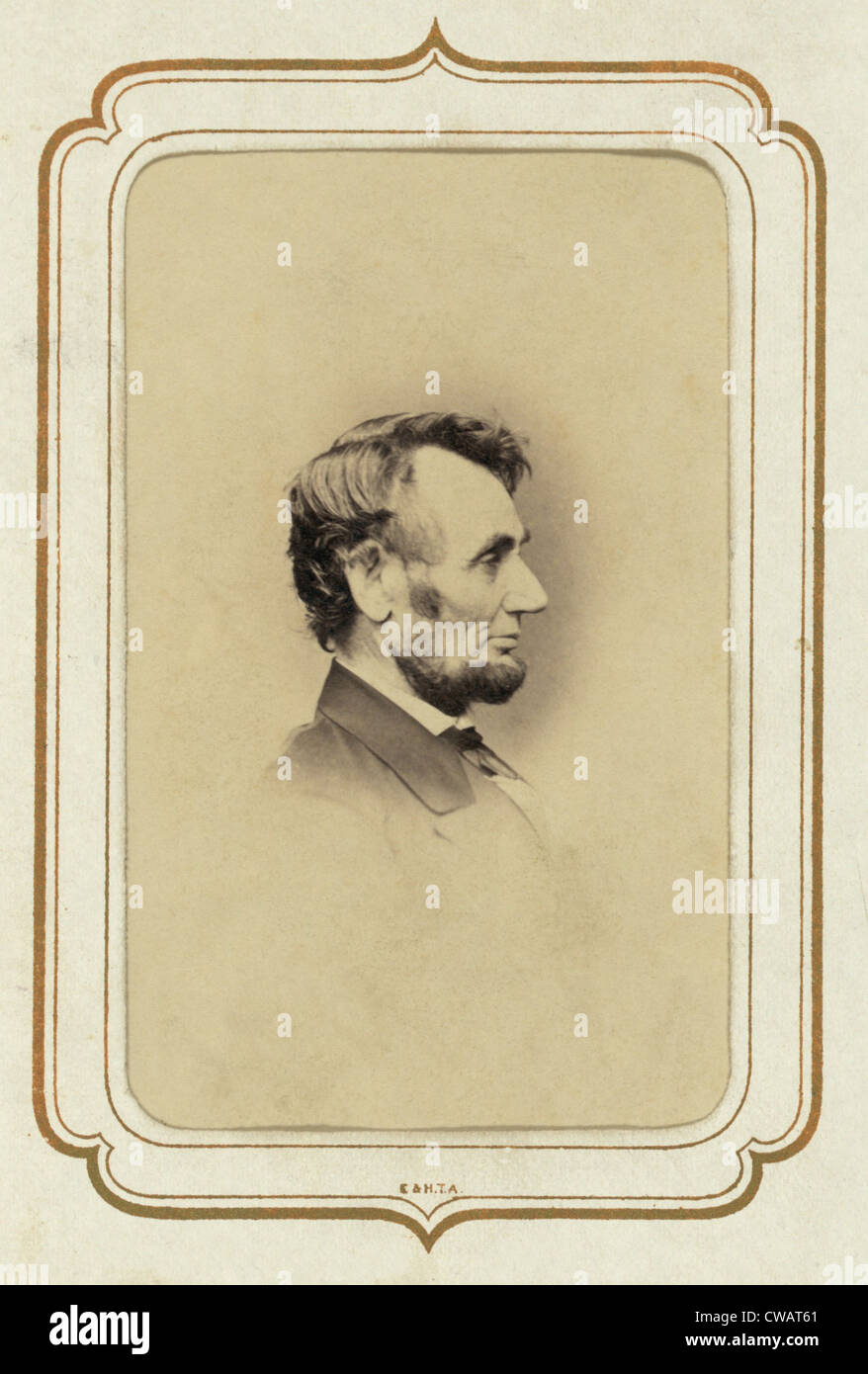 Le président Abraham Lincoln (1809-1865) Portrait de profil de Février 9, 1864. Par Anthony Berger de Mathew Brady's studio. Banque D'Images