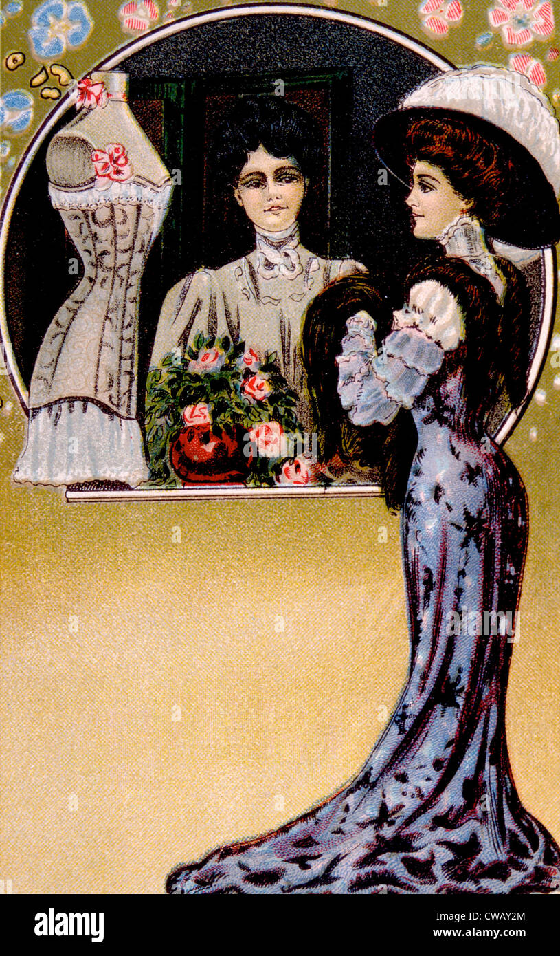 La mode pour femmes, comme représenté dans une lithographie de 1909. Photo : Courtesy Everett Collection Banque D'Images