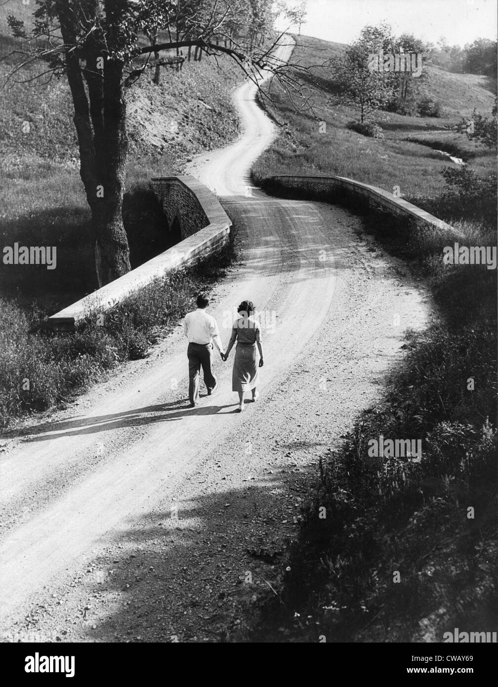 Une route de campagne en Pennsylvanie, par Philip D. Gendreau, 1930-1935. Banque D'Images