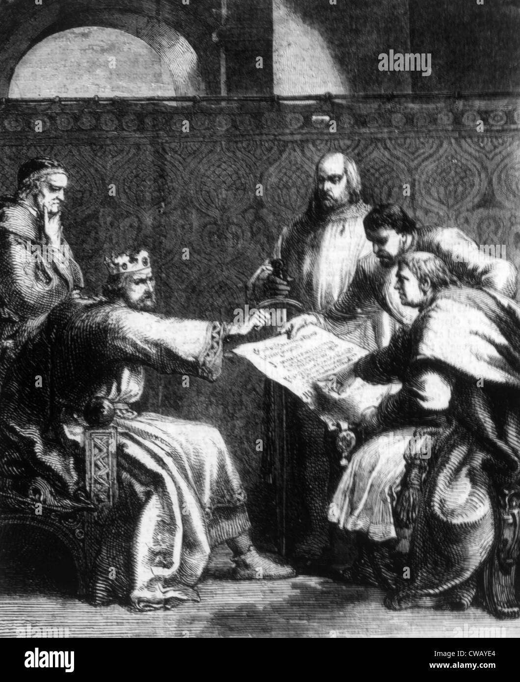 Le roi Jean (1166-1216), refuse de signer la Grande Charte lorsque d'abord présentés à lui, 1215. Illustration par John Leech publié Banque D'Images