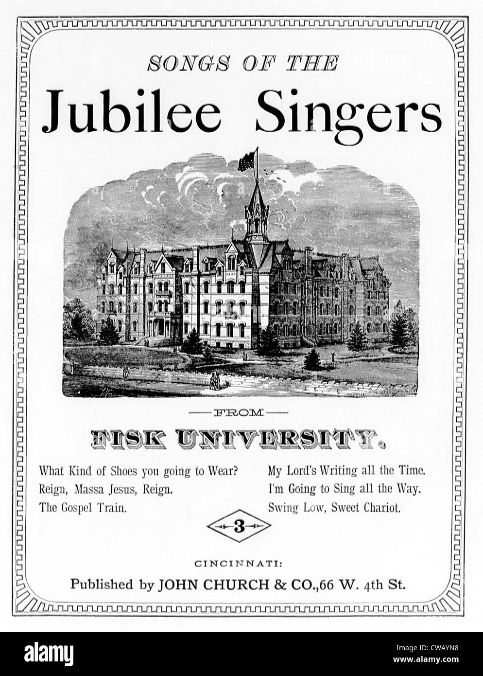 Chansons de la Jubilee Singers de Fisk University, partitions, vers 1800. Banque D'Images