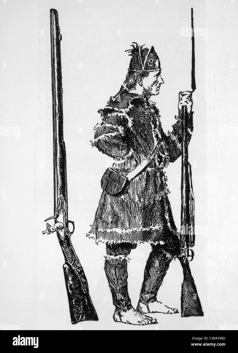 Un congrès 'pieds nus' soldat avec son fusil, Dimensions ca. 1775 Banque D'Images