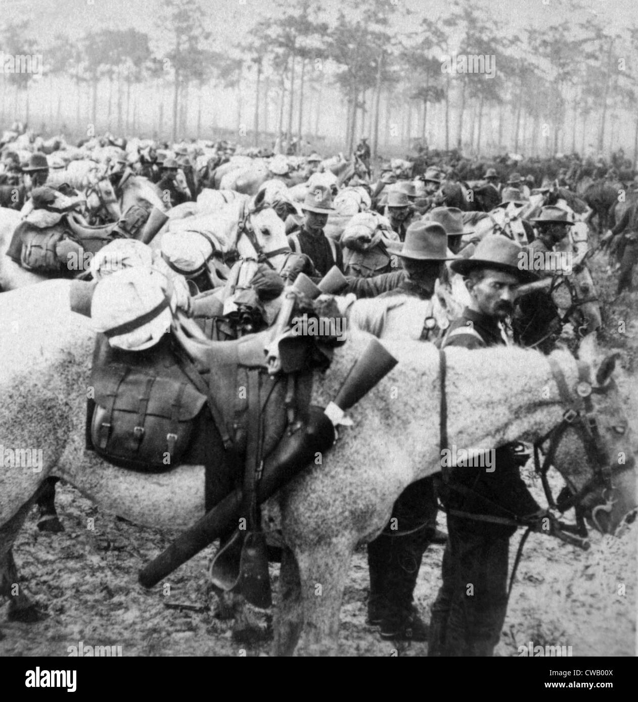La guerre hispano-américaine (avril-août 1898), la troupe les Rough Riders de H à Cuba, 1898. Albumen photographie stéréo. Banque D'Images