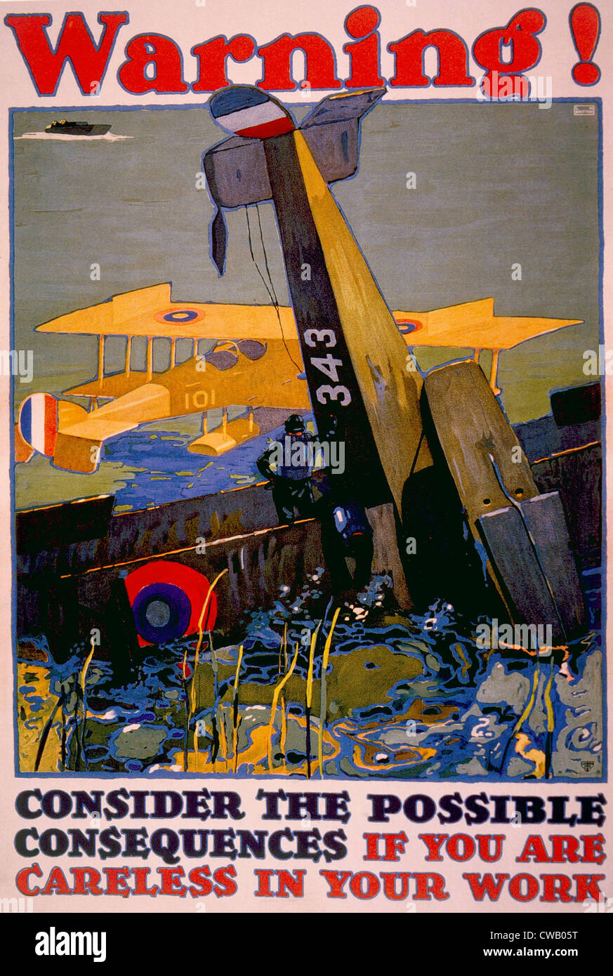 La Première Guerre mondiale avion de guerre américain homefront production travail poster par L.N. Britton, ca. 1917 Banque D'Images