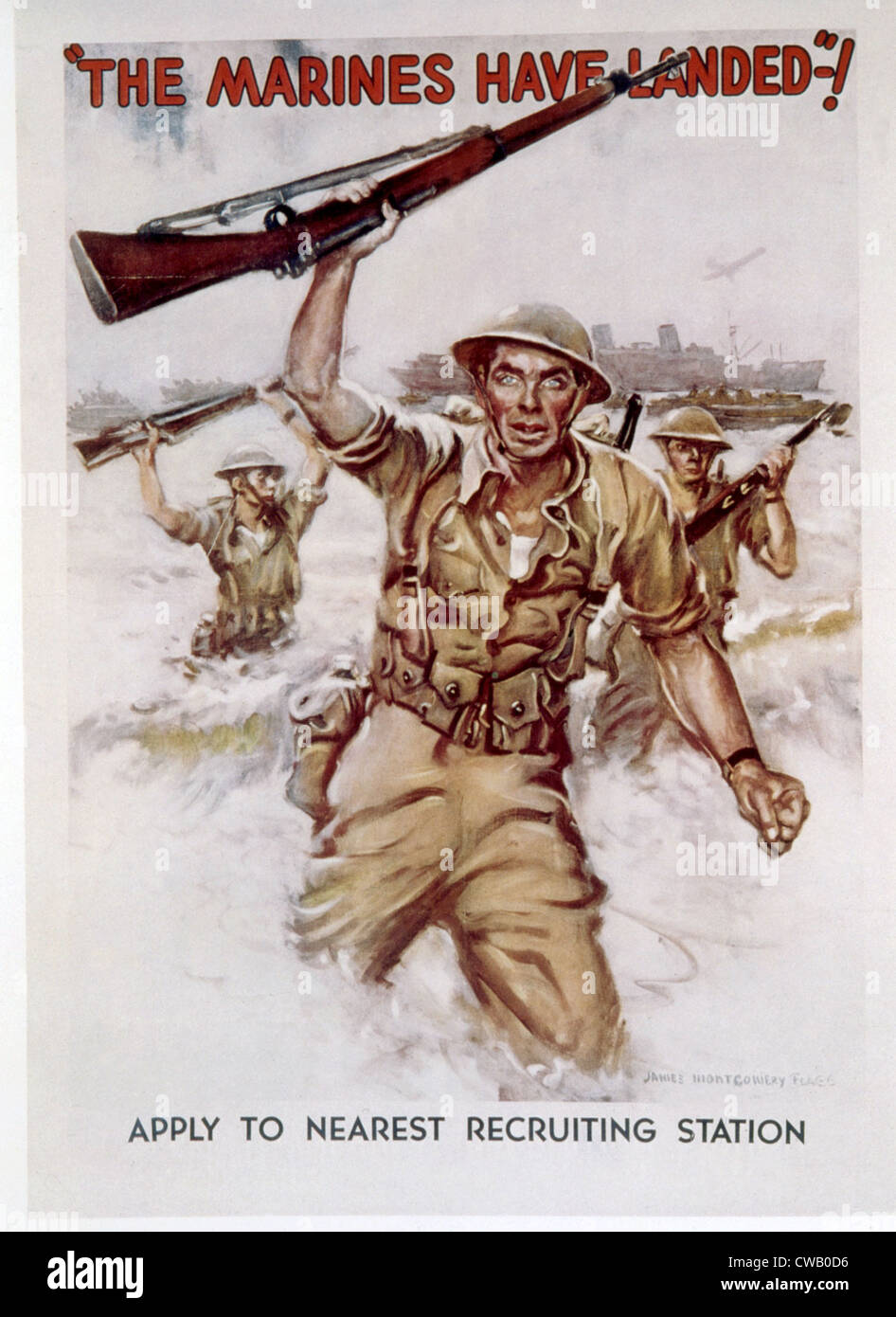 La Seconde Guerre mondiale, affiche de recrutement des Marines par James Montgomery Flagg, 1942. Banque D'Images