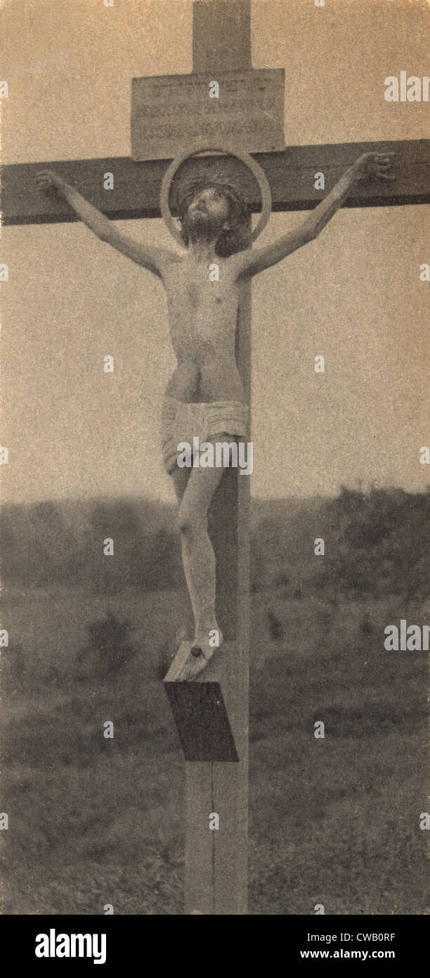 Jésus Christ, la Crucifixion avec halo, platinum print photo de F. Hollande 24, 1898. Banque D'Images