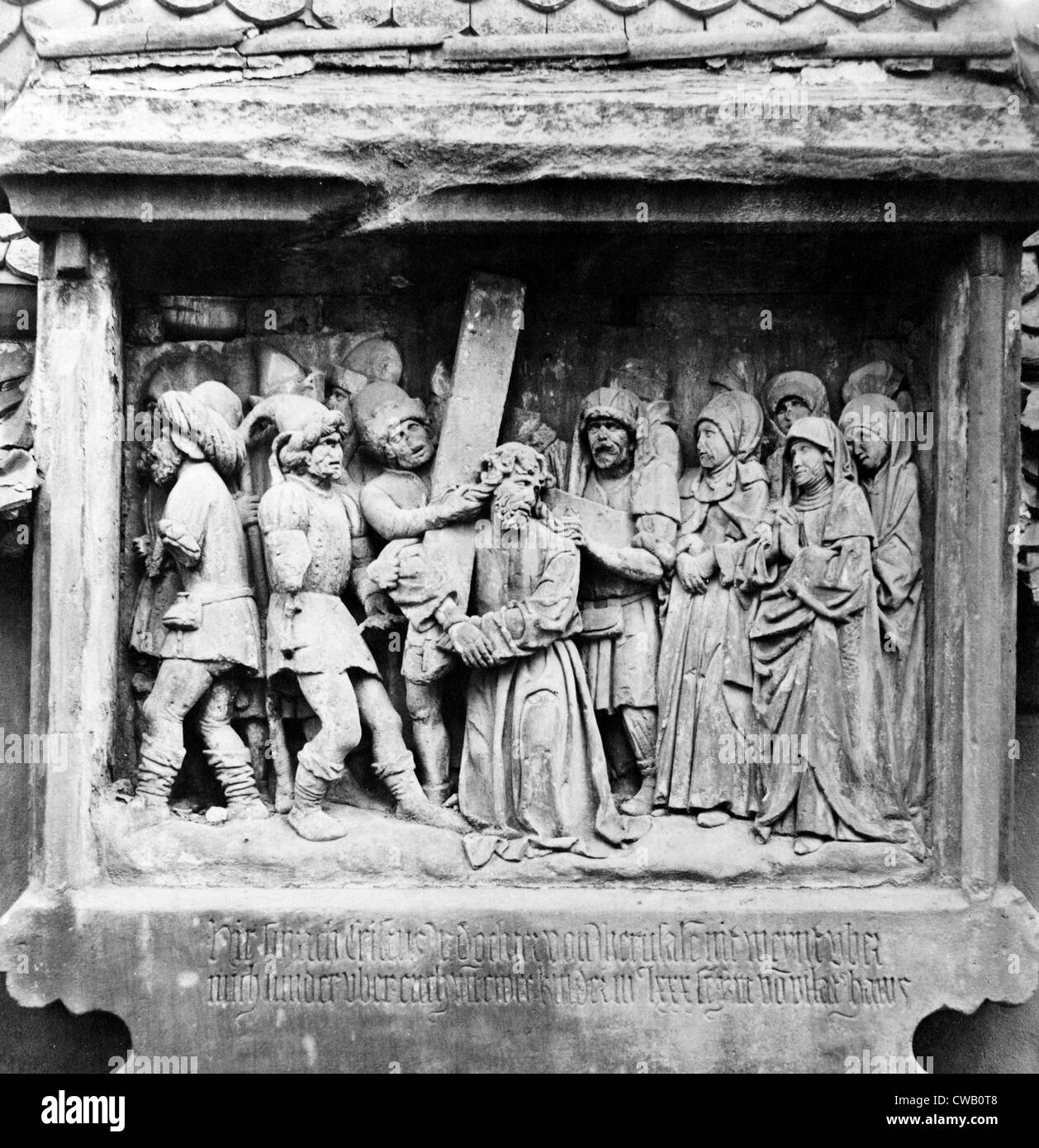 Jésus Christ, l'une des sept stations, bas-relief sculpture par Adam Kraft, circa 1400s. Banque D'Images