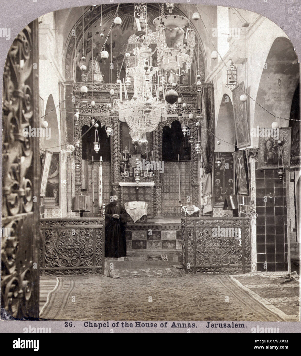 La religion, la chapelle de la maison d'Annas, Jérusalem, photographie par Carleton H. Graves, 1943. Banque D'Images