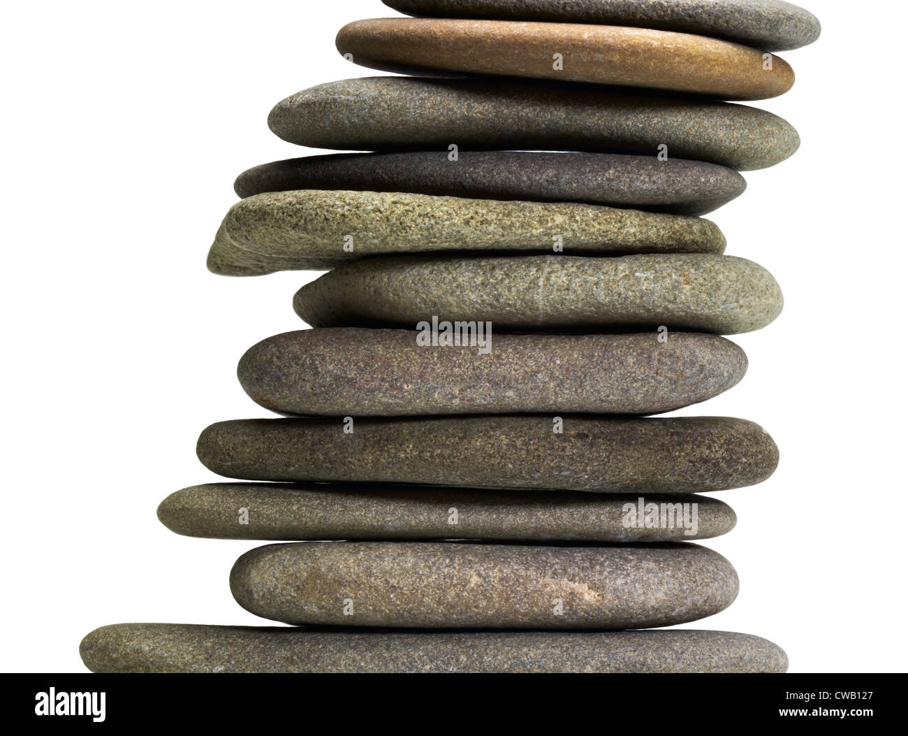 Low angle view of stacked télévision pierres dans le dos de lumière Banque D'Images