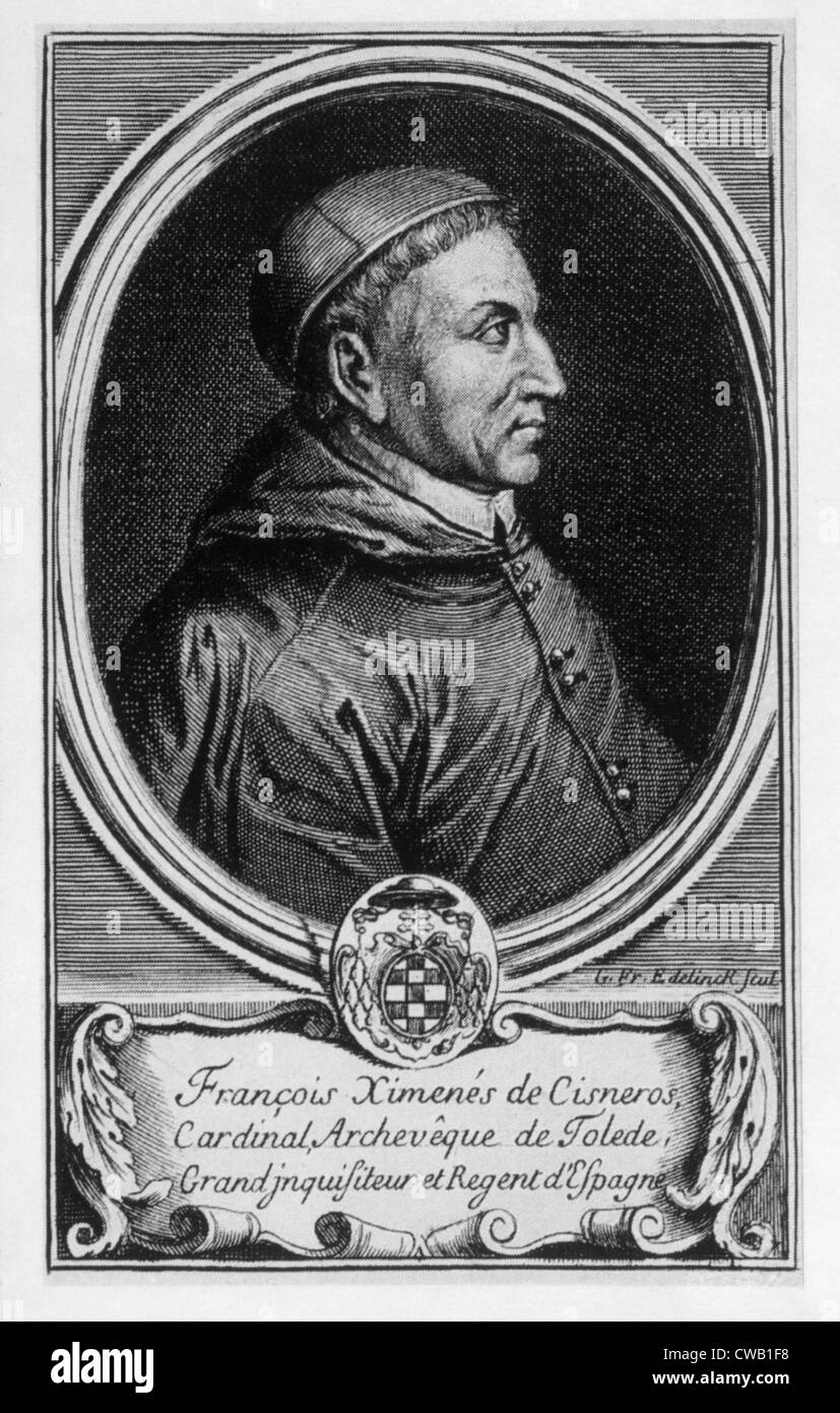Francisco Jiménez de Cisneros (1436-1517), Prélat espagnol qui a entrepris la conversation forcée des Maures et plus tard Banque D'Images
