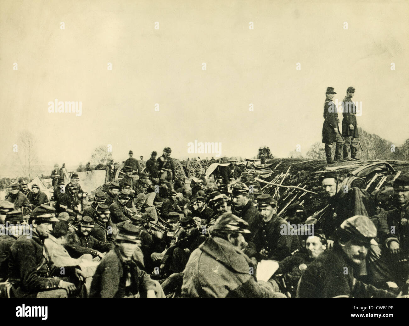 La guerre civile, les soldats de l'Union dans les tranchées avant la bataille de Petersburg (Virginie), le 9 juin 1864. Banque D'Images