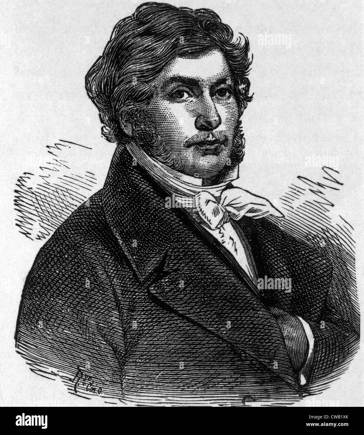 Jean François Champollion (1790-1832), considéré comme le fondateur de l'Égyptologie pour établir le principe de déchiffrage Banque D'Images