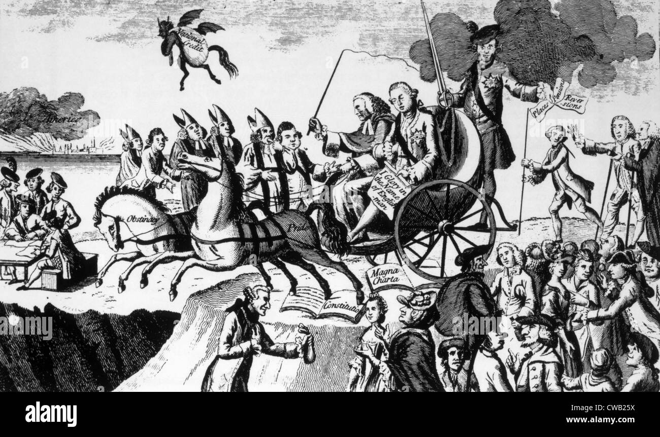 Le roi George III, (1738-1820), Roi de Grande-Bretagne et d'Irlande (1760-1801) conduit par fierté et d'obstination. Partis politiques Banque D'Images