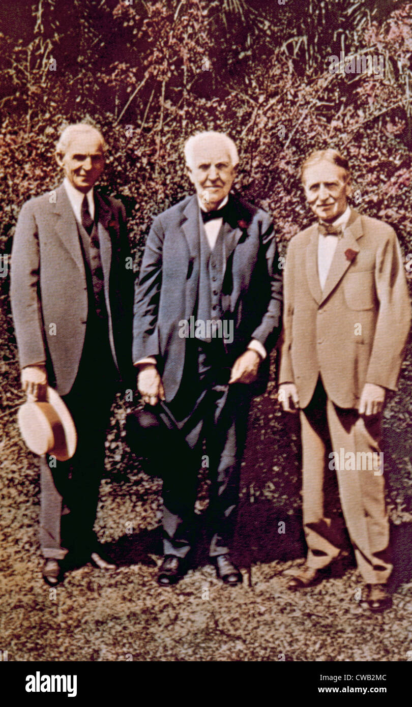 Henry Ford, Thomas Alva Edison, Harvey Firestone à l'Edison home à Fort Myers, Floride, 1923 Banque D'Images
