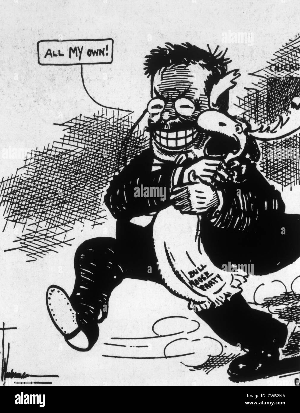 Theodore Roosevelt dans la caricature politique en ce qui concerne la création du Parti progressiste, qui est devenu connu sous le nom de Bull Moose Banque D'Images