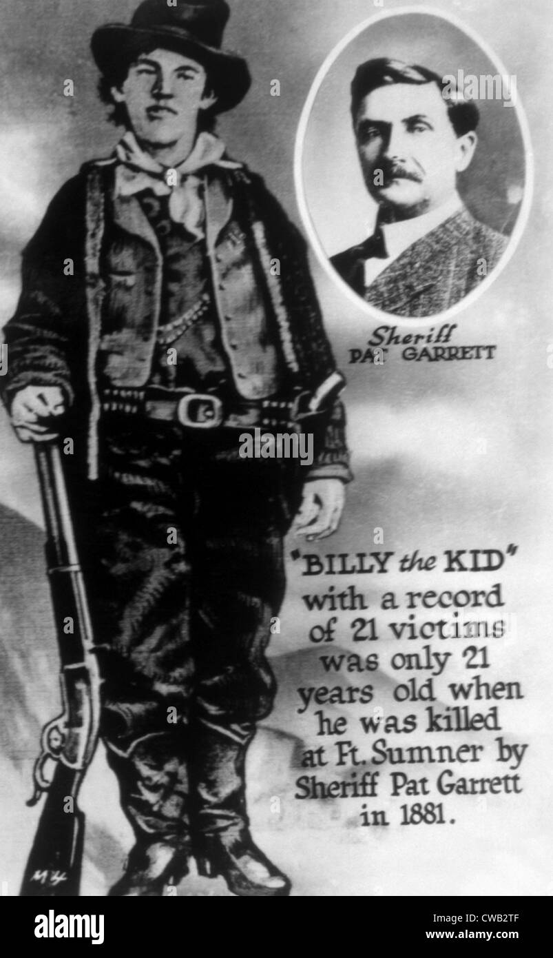 William H. Bonney (alias Billy the Kid) avec insert de sheriff Pat Garrett qui l'a tué Banque D'Images