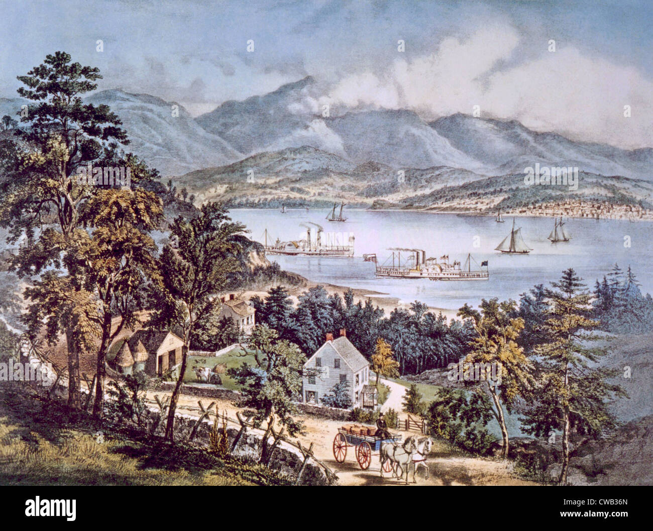 Les montagnes Catskill, Currier & Ives, 1860 Banque D'Images