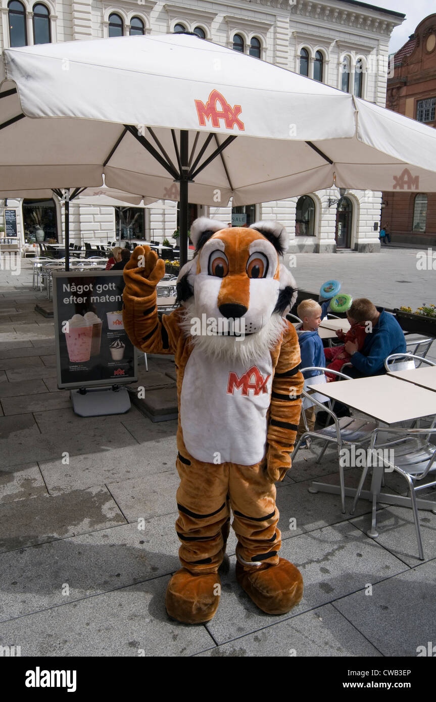 Max burger restaurant hamburger maxburger suédois la Suède la chaîne de caractères mascotte mascottes de l'entreprise fast food restaurant r Banque D'Images