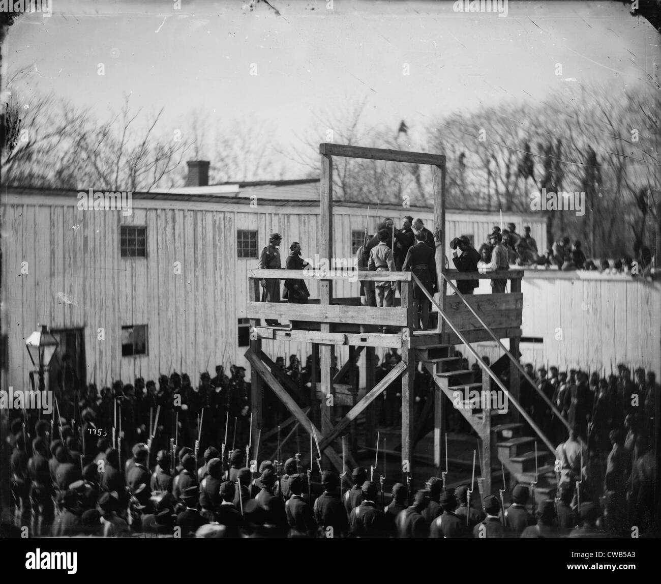La guerre civile, le réglage de la corde pour l'exécution d'officier confédéré Henry Wirz, pour les crimes de conspiration et de meurtre, Banque D'Images