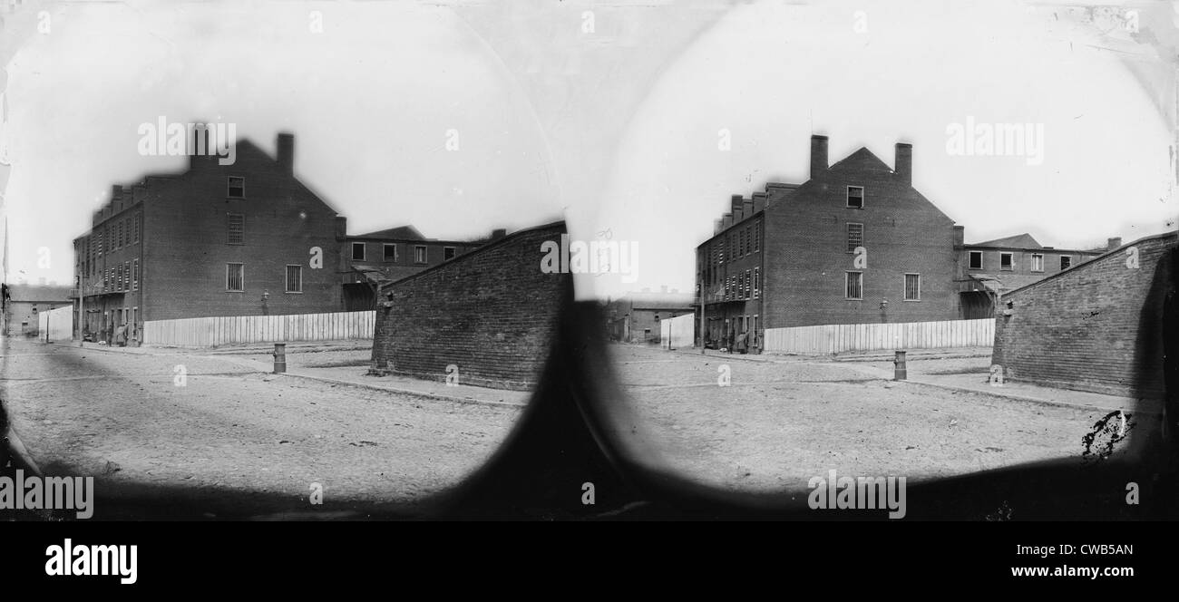 La guerre civile, le château de Thunder, entrepôt utilisé comme prison, Richmond, Virginia, stéréo, Avril, 1865 Photographie. Banque D'Images
