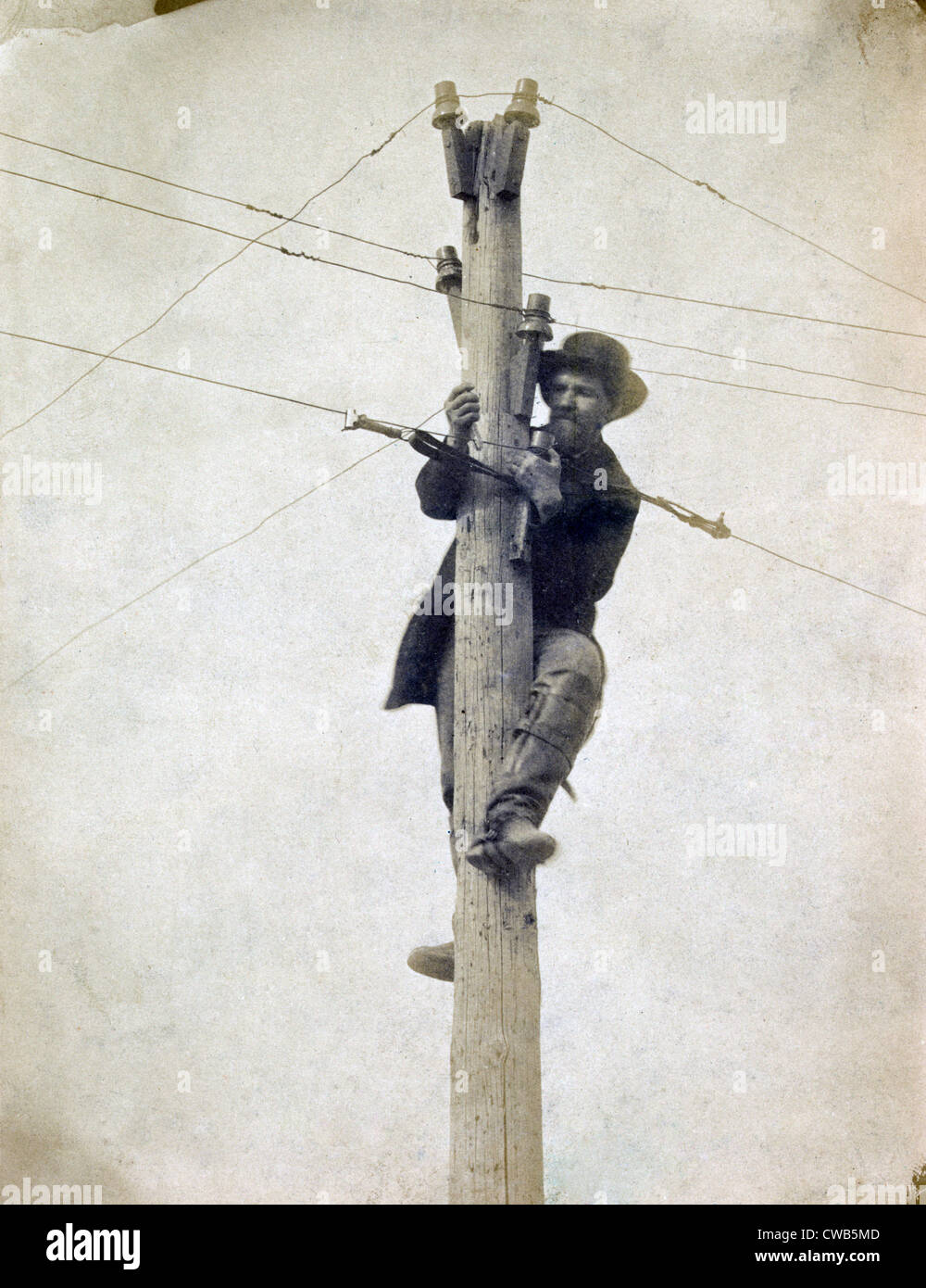La guerre civile. La réparation des travailleurs ligne de télégraphe. Andrew Russell, photographe, ca. 1862-1863 Banque D'Images