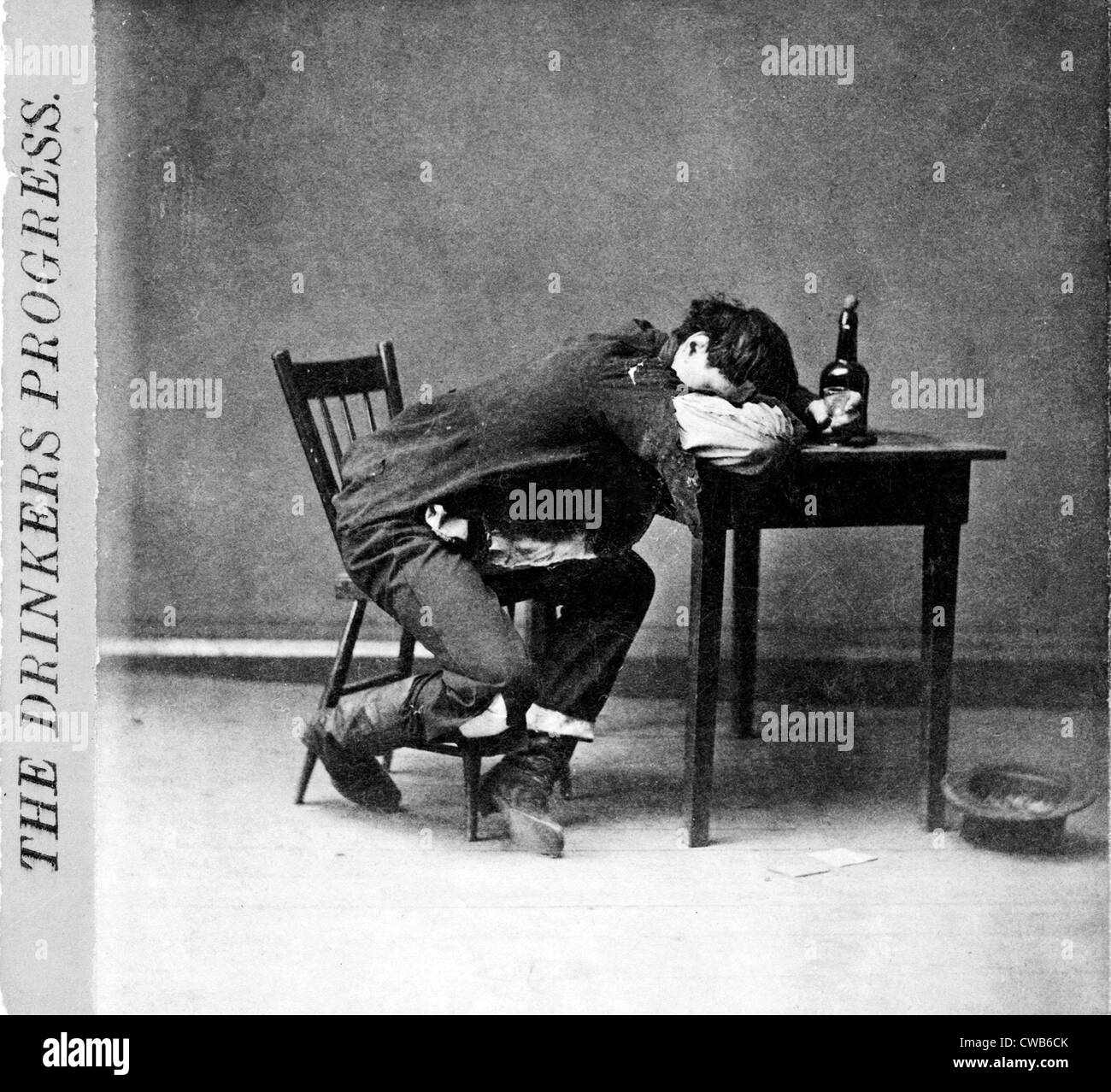 Le progrès du buveur : il est 'nettoyé'. photographie stéréo par G.W. Edmondson, 1874. Banque D'Images