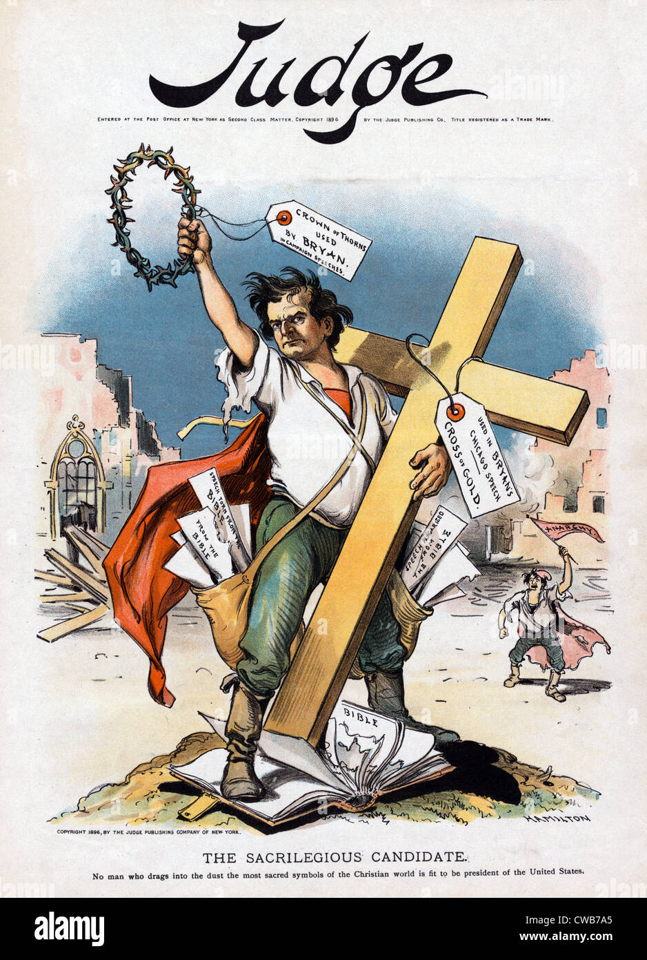William Jennings Bryan et la croix d'or. Le candidat "sacrilège", lithographie couleur couverture Magazine, Septembre 1896 Banque D'Images