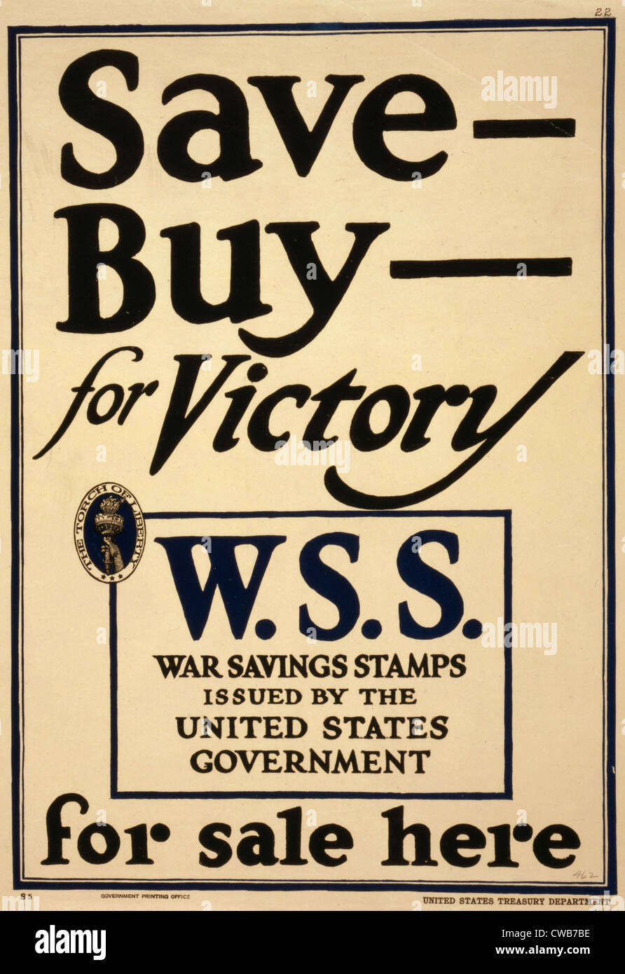 La Première Guerre mondiale, Affiche - Enregistrer - acheter - pour la victoire--W.S.S. pour la vente d'épargne de guerre ici timbres émis par le gouvernement des États-Unis, Banque D'Images