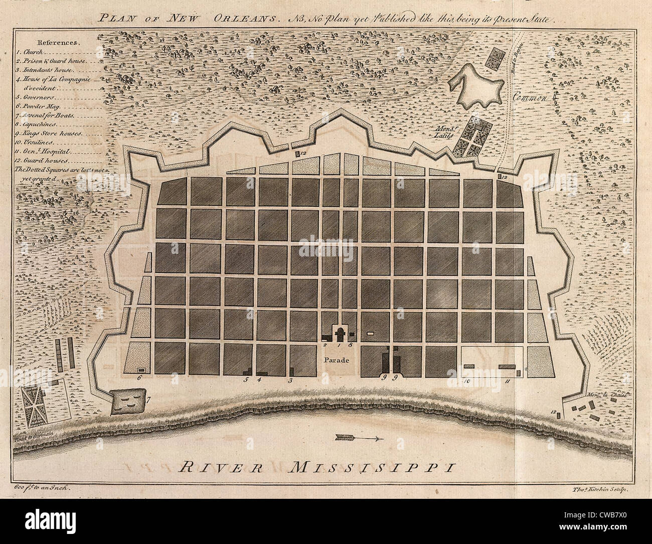 Plan de la Nouvelle Orléans, 1770 Banque D'Images