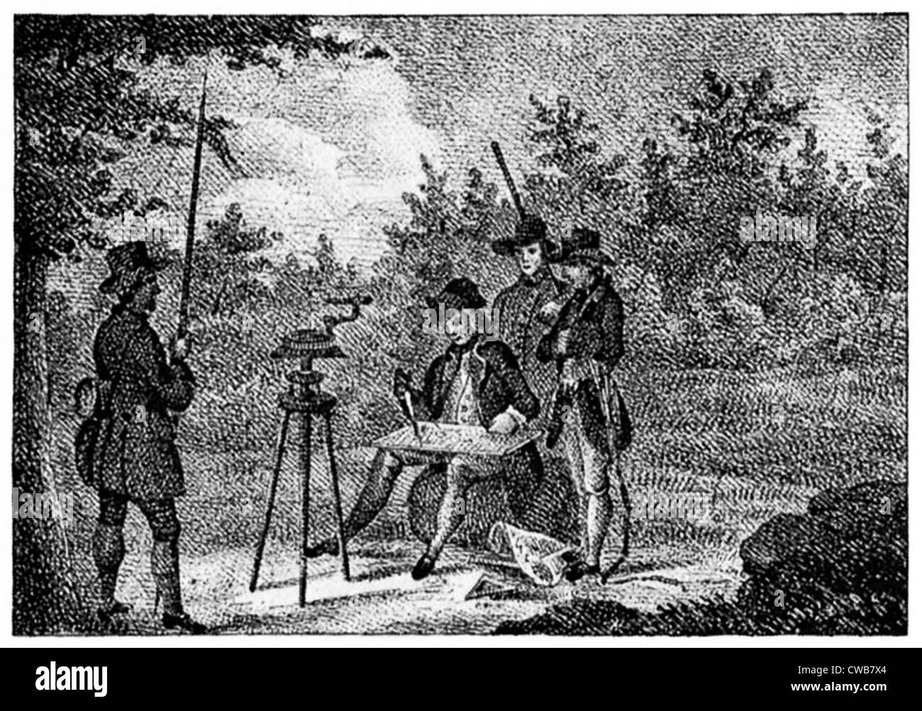 George Washington comme un jeune géomètre. gravure du début du 19e siècle Banque D'Images