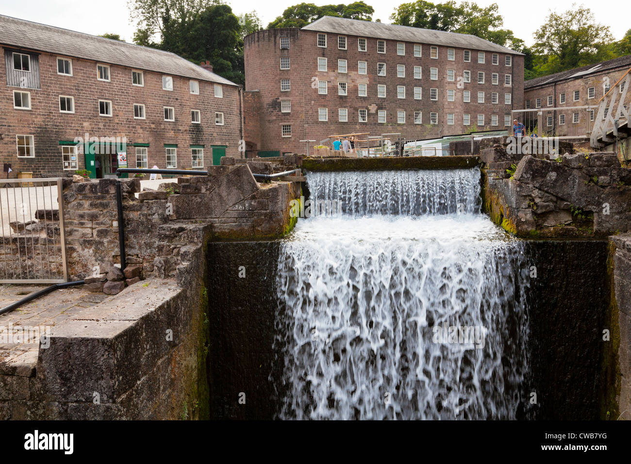 Moulin à eau moulin à Cromford à bâtiments, utilisés pour la filature du coton. Partie de la Derwent Valley Mills Site du patrimoine mondial. Le Derbyshire, Angleterre, RU Banque D'Images