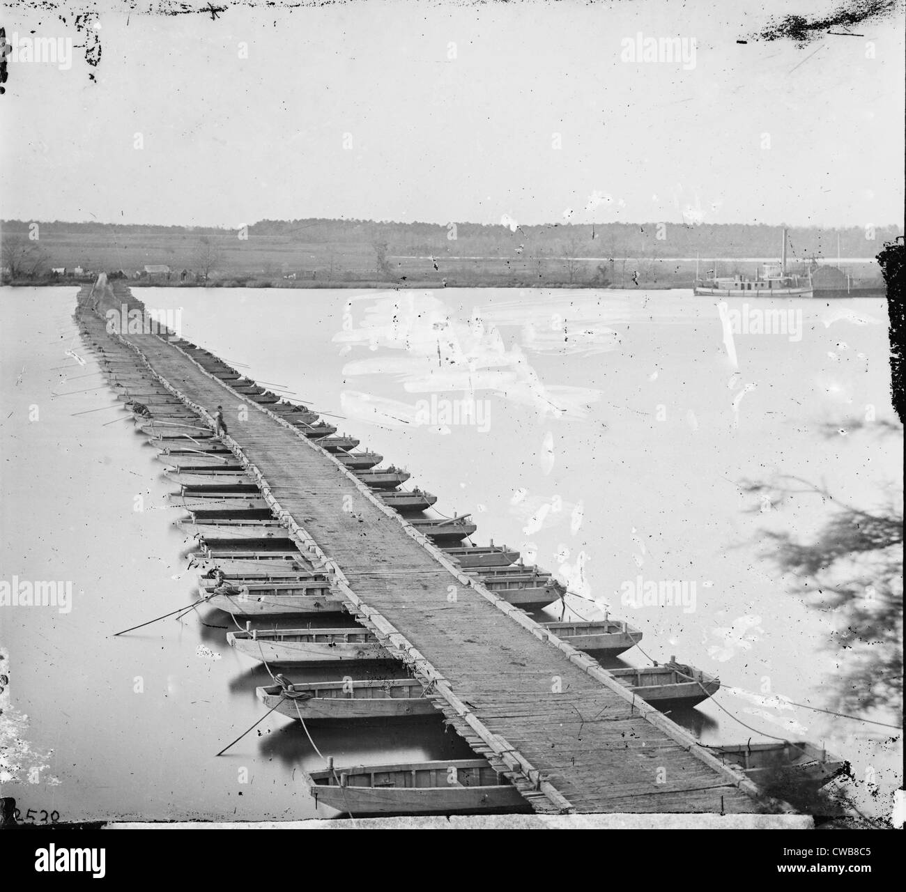 La guerre civile. Pont de bateaux sur la James River. Jones' Landing, Virginia. Années 1860 Banque D'Images