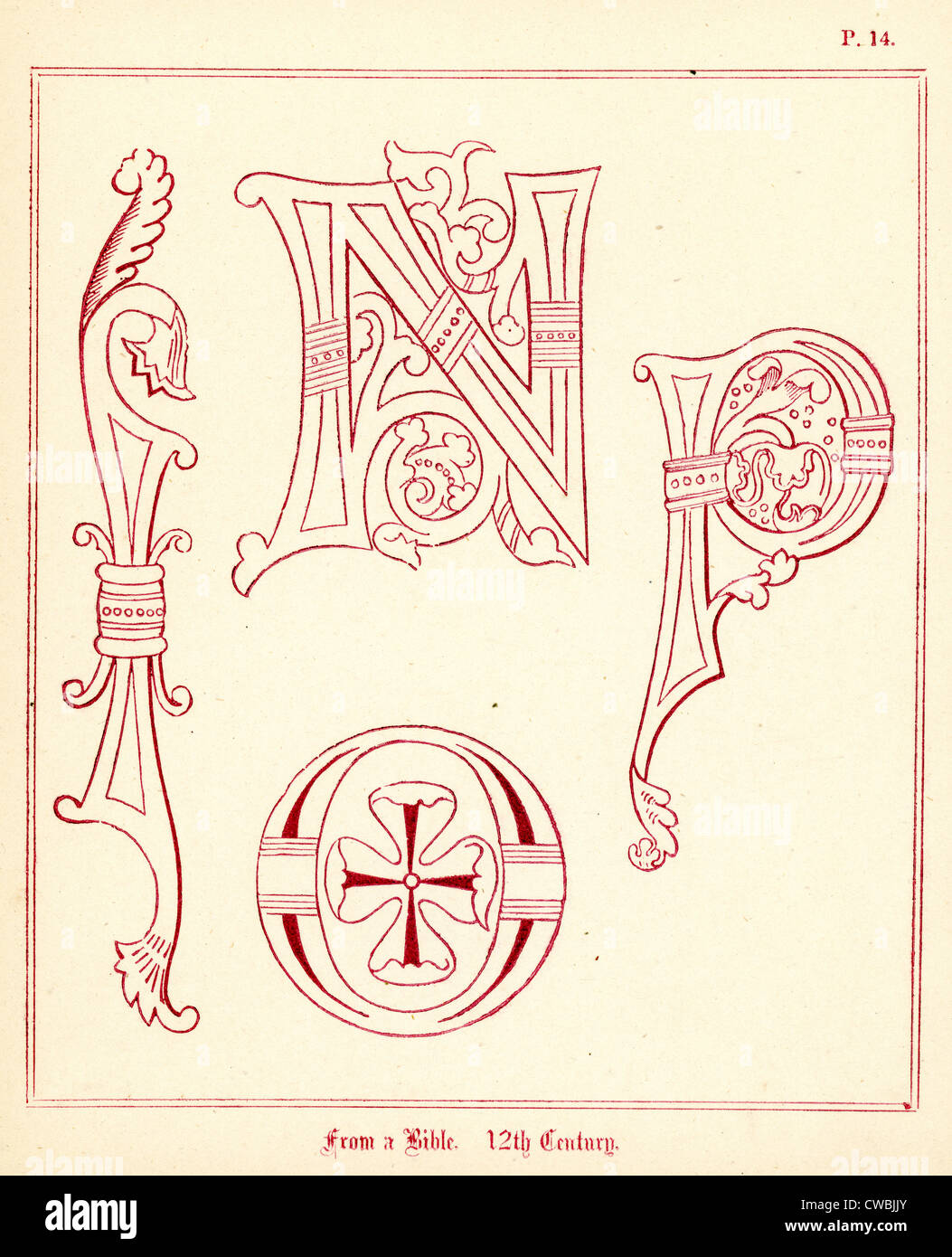 Lettres médiévale du 12e siècle Banque D'Images