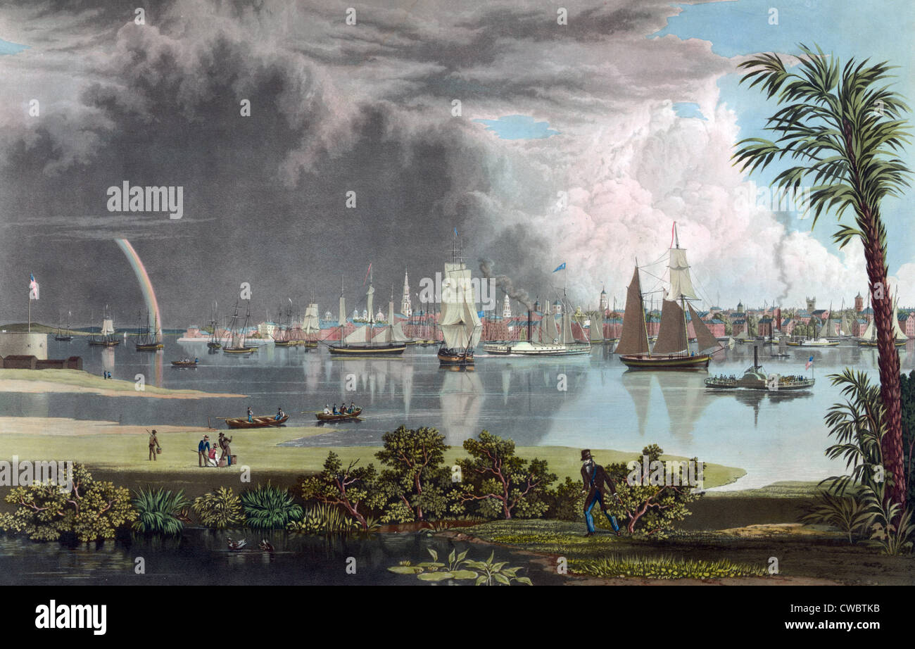 Charleston, Caroline du Sud, à l'ensemble de Cooper's River 1838 Banque D'Images