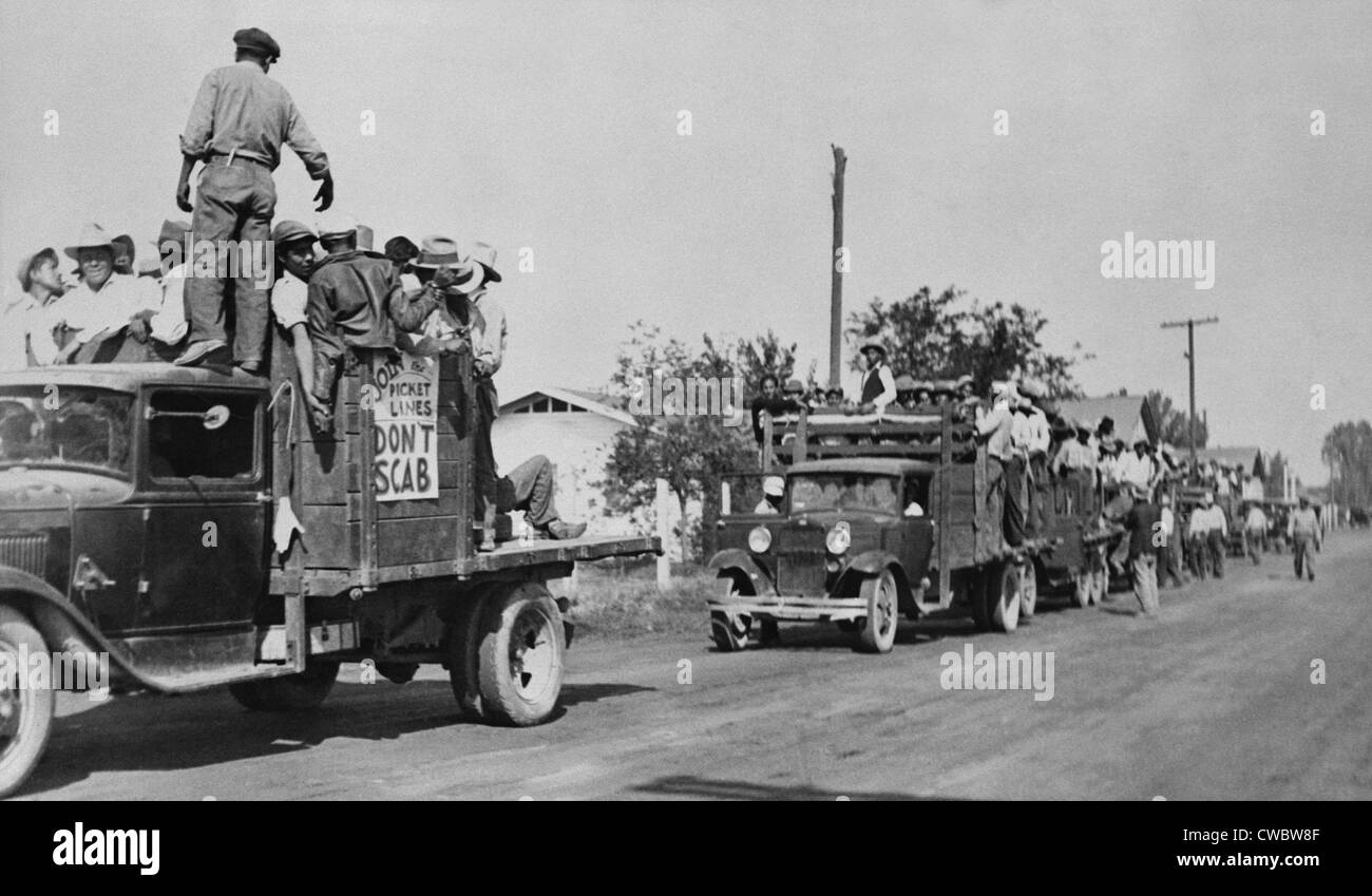 L'américano-mexicaine les travailleurs en grève en Californie en 1933. Entre 1933 et 1939, les grèves se produisent tout au long de l'agriculture Banque D'Images