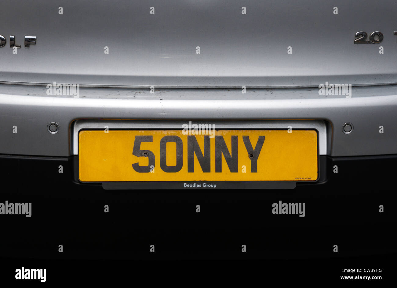 Une plaque de numéro personnalisé nom Sonny. Banque D'Images