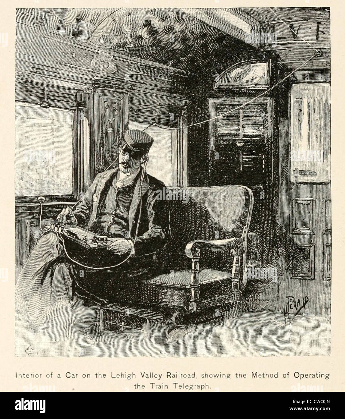 Chemins de télégraphie immédiatement collaboré avec d'organiser leur matériel roulant, éviter les retards et les accidents. Telegraph Banque D'Images