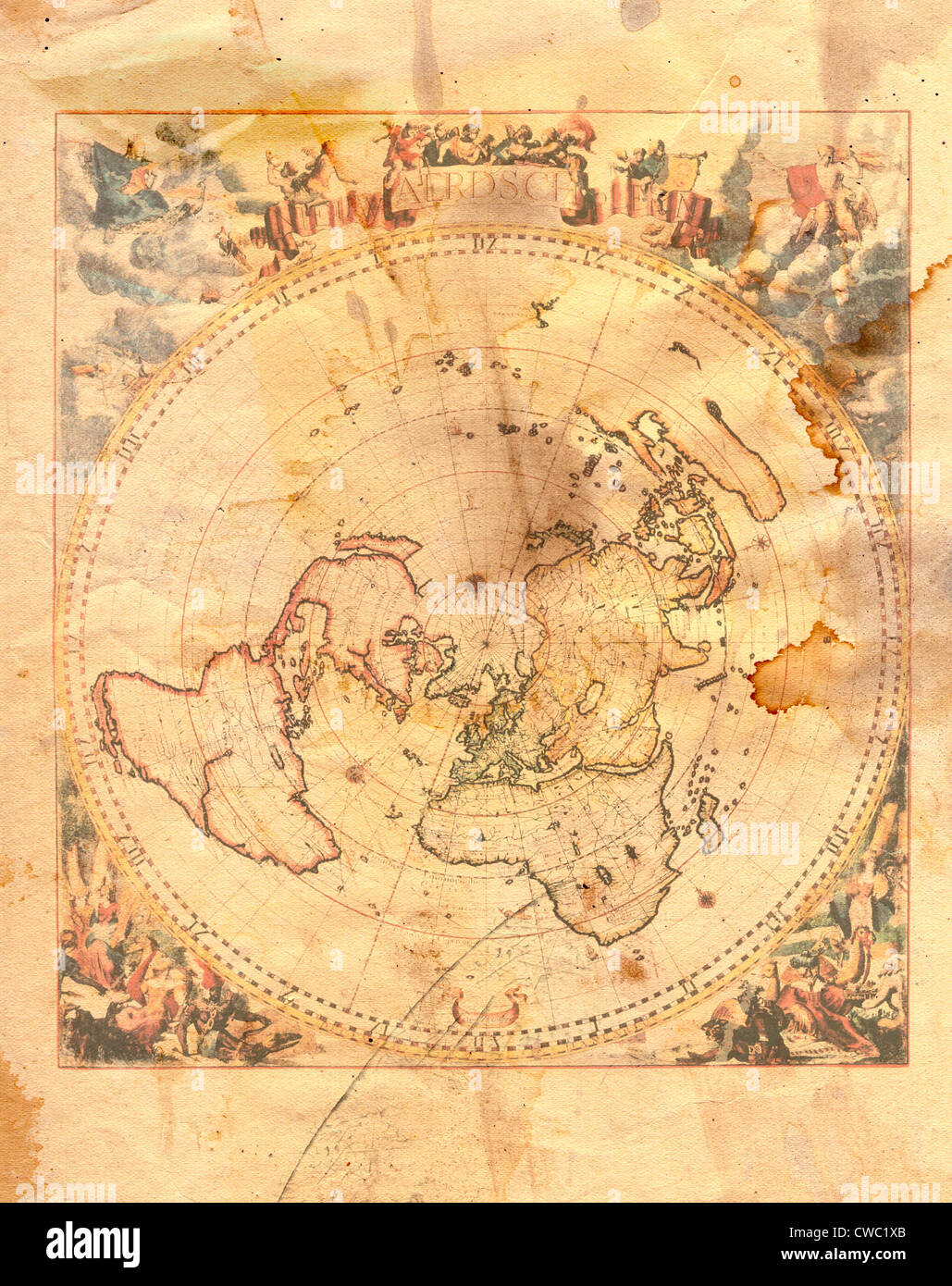 Vintage carte du monde dans le style grunge Banque D'Images