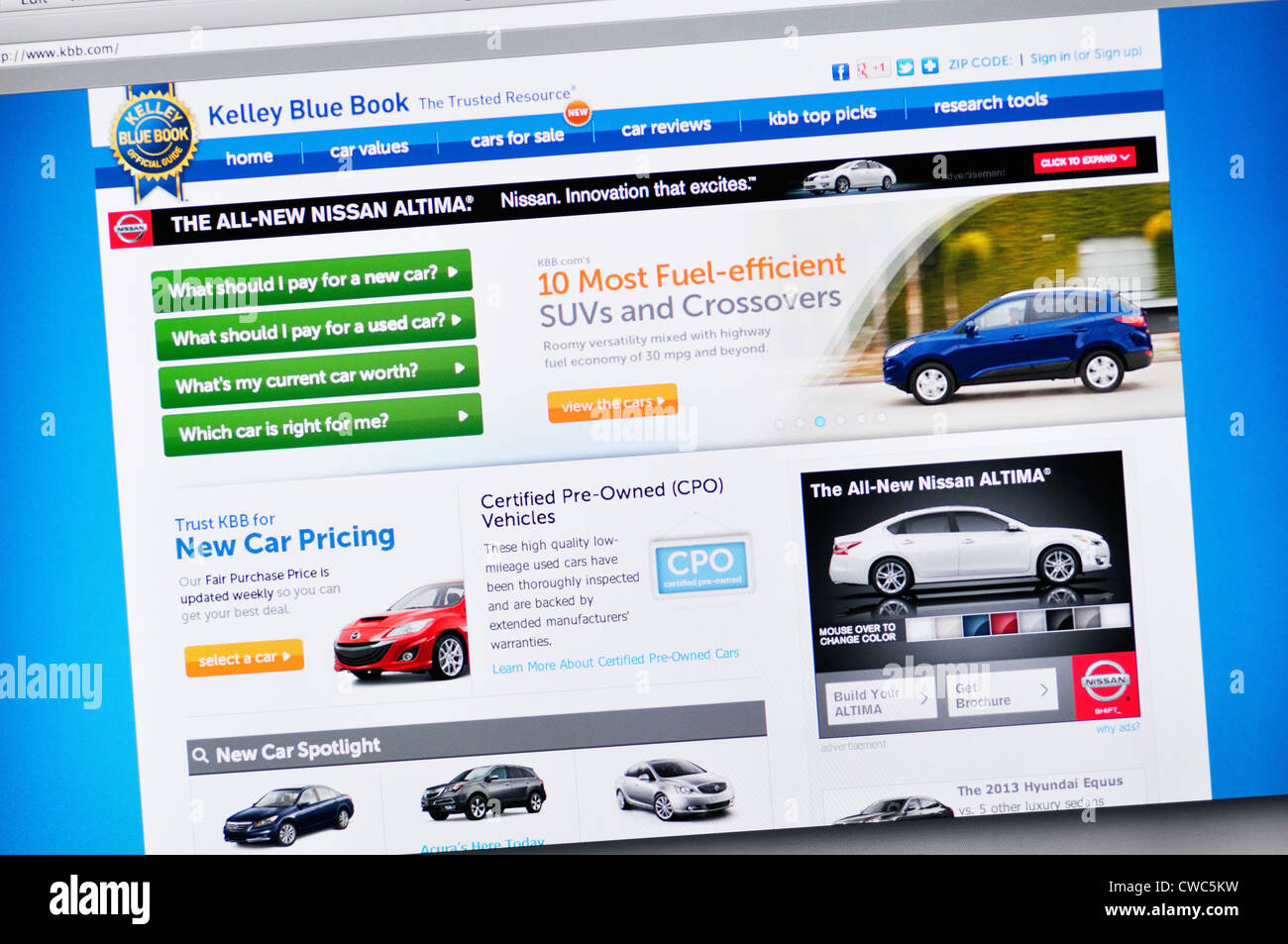 Kelly Blue Book - site d'évaluation de voiture Banque D'Images